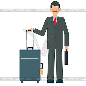 Man flew by plane to destination - royalty-free vector image