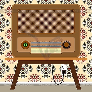 Old radio. ability to listen to whole world - vector clip art
