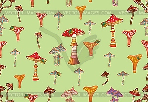 Seamless pattern with fancy mushrooms.  - vector image