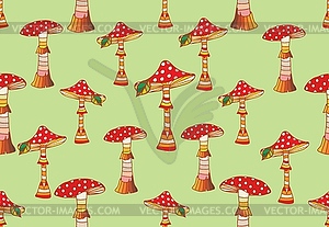 Seamless pattern with fancy mushrooms.  - vector clipart