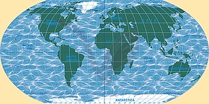 Map of world. Oceans and continents on flat - vector clip art