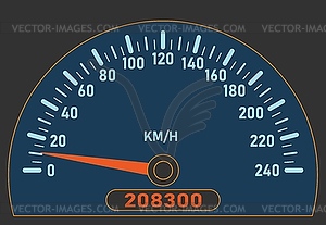 Car speedometer. Speed control, path to safe and - vector image