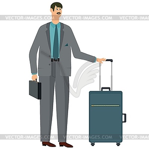 Man flew by plane to destination - vector clipart