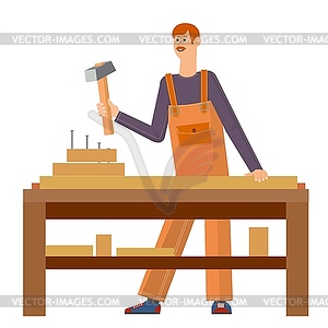 Man is engaged in manual labor - vector image