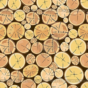 Wooden logs. Brown bark of felled dry wood - vector clipart