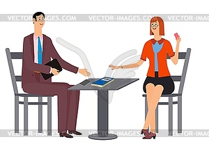 Two managers rejoice in success..  - vector clipart