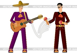 Mexican with guitar. Ready to sing and have fun - vector clipart