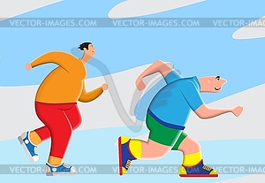 Run training. Men train in nature - vector clipart