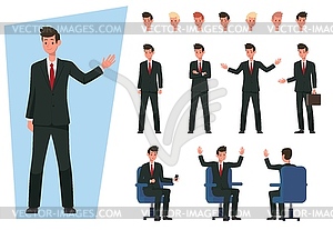 Set for drawing businessman in various poses - vector clip art