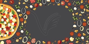 Tasty wholesome food. Real hot pizza - vector image