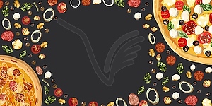 Tasty wholesome food. Real hot pizza - vector image