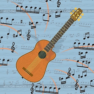 Acoustic guitar is stringed musical instrument - vector image