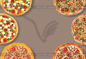 Tasty wholesome food. Real hot pizza. Seamless - vector clipart