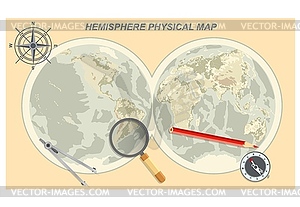 Map of world. Oceans and continents on flat - vector clipart