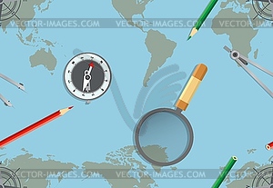 Map of world. Oceans and continents on flat - vector clip art