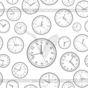 Seamless background. Images of watch dials fill - vector clipart