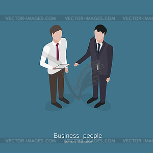 Two business man talking - vector clipart