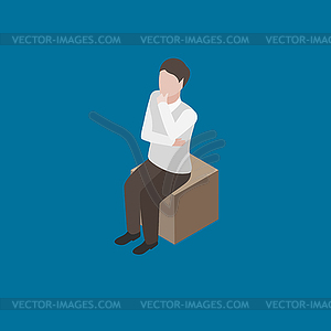 Man sitting on box - vector clipart