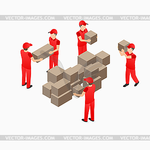 Warehouse storehouse workers - vector image