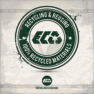 Alternative recycling and reusing stamp - vector image