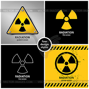 Set of radiation warning symbols - vector clipart