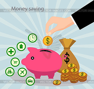 Savings and accumulation of money - vector clip art