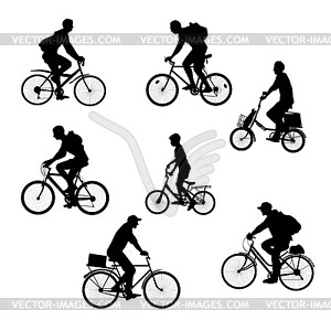 Bicyclists silhouettes set - vector clip art