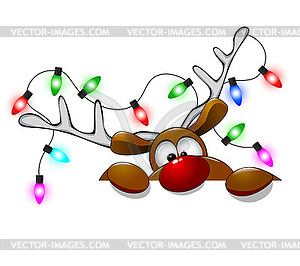 Симпатичные рождественские олени Рудольф - векторный клипарт / векторное изображение