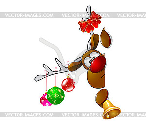 Cute Christmas reindeer Rudolph  - vector clipart