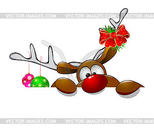 Cute Christmas reindeer Rudolf  - color vector clipart