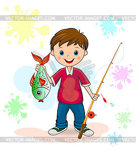 Fisherman and fish - vector clipart