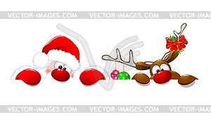 Санта-Клаус и олень - клипарт в векторе