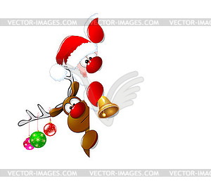 Санта-Клаус и северный олень - векторная иллюстрация
