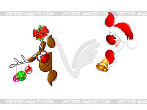 Santa Claus and reindeer - vector clip art