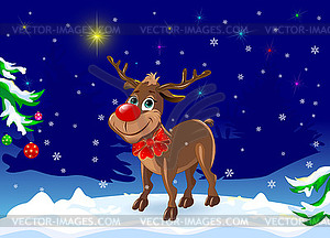 Deer in winter forest - vector clip art