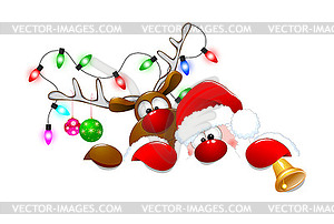 Santa Claus and deer  - vector clipart