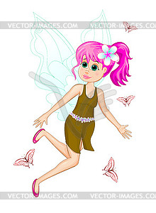 Fairy with pink hair - vector image