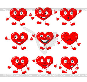 Funny red hearts - vector image
