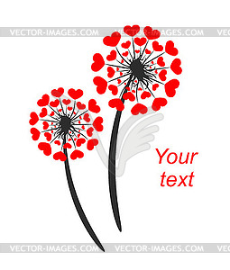 Abstract dandelion with hearts - vector clipart