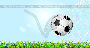 Soccer ball on green grass lawn 2 - vector image