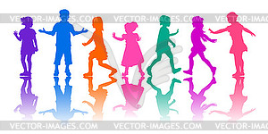 Small children, group - color vector clipart