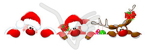 Santa Claus, deer and piglet - vector image