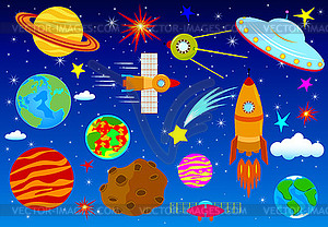 Astronautics, spase set - vector clipart