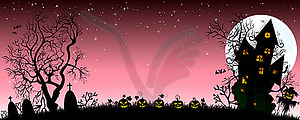 Night on Halloween, banner - vector image