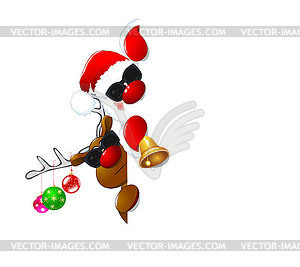 Santa and reindeer in sunglasses  - vector clipart