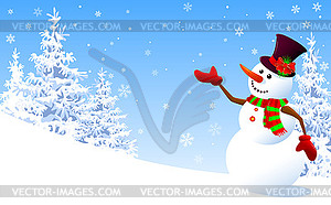 Cute snowman greeting - vector image