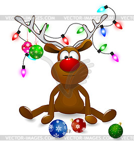 Reindeer with Christmas decorations - vector image