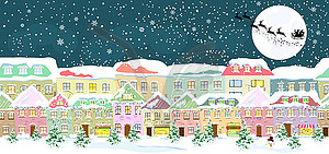 City in winter on Christmas Eve - vector EPS clipart
