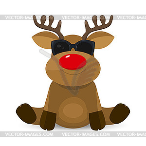 Cute little deer with glasses - vector clipart