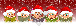 Children enjoy books for Chriatmas - vector clipart / vector image